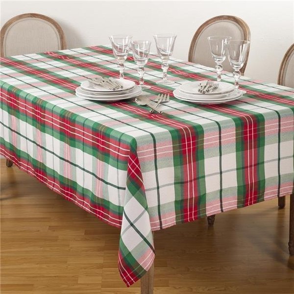 Saro Lifestyle SARO 5002.M70140B 70 x 140 in. Rectangle Vernor Plaid Design Holiday Tablecloth  Multi Color 5002.M70140B